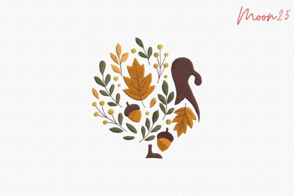 Autumn Squirrel Floral Embroidery