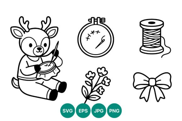 Cute Deer Sewing Embroidery Vector Art