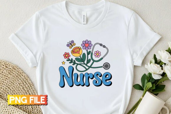 Cute Floral Nurse Yarn Embroidery PNG