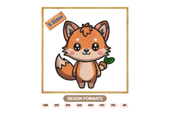 Cute Fox Machine Embroidery Design