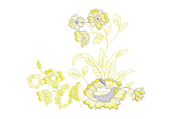 Digital Floral Embroidery Design