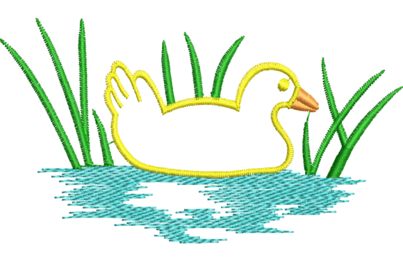 Duck in Pond Embroidery Design