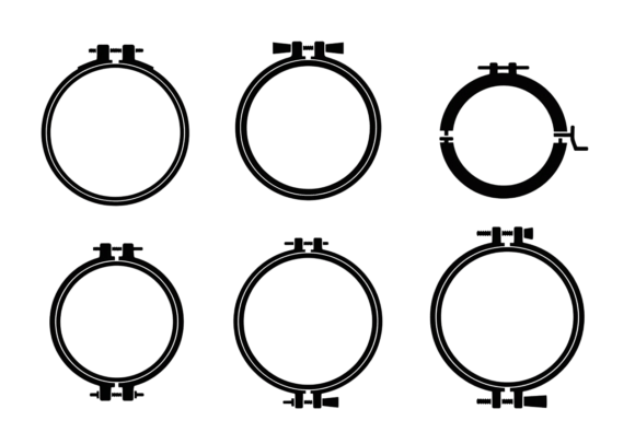 Embroidery Hoop Clipart Vector Set