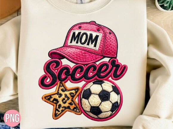 Embroidery Mom Soccer Ball Patch PNG