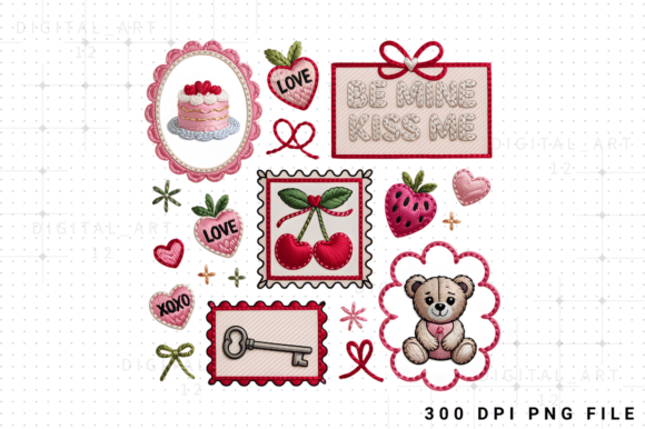 Embroidery Valentine Coquette Heart PNG