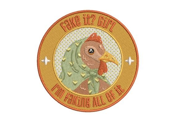 Fake It, Funny Chicken Embroidery