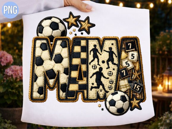 Faux Embroidery Soccer Mama PNG T-SHIRT