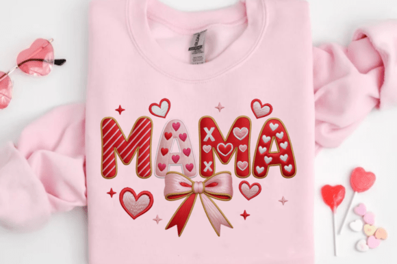 Faux Embroidery Valentine PNG, Valentine