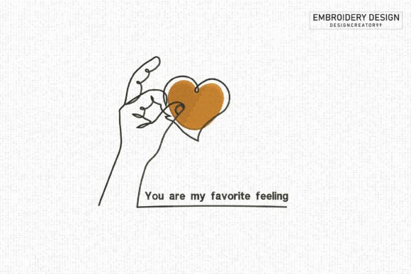 Hand Finger Heart Love Sign Embroidery