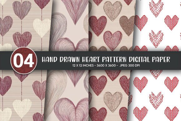 Heart Embroidery Texture Digital Paper