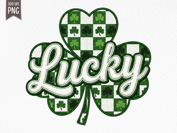 Lucky Yarn Embroidery Shamrock PNG