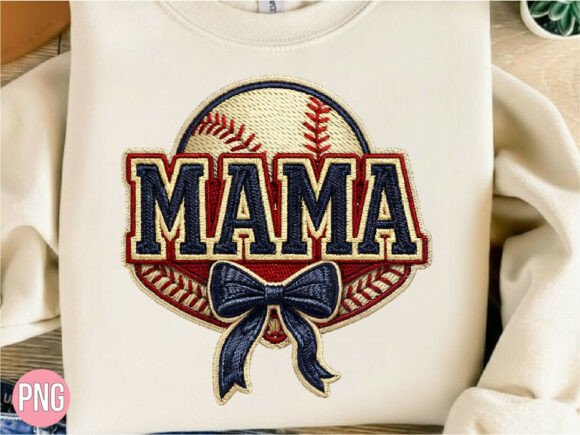 Mama Baseball Stitch Embroidery PNG