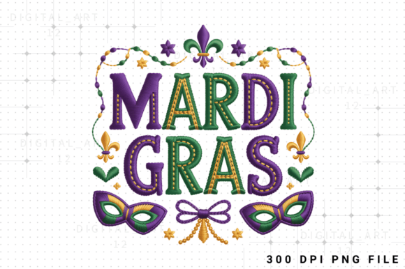 Mardi Gras Embroidery PNG Design
