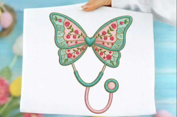 Valentines Nurse PNG, Faux Embroidery