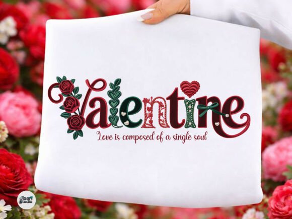 Vintage Rose Valentine Faux Embroidery