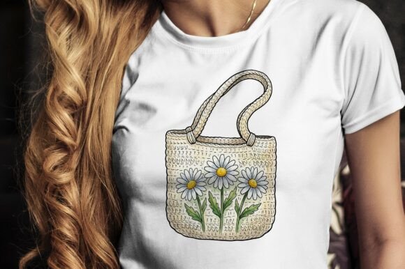 Woven Straw Bag with Floral Embroidery