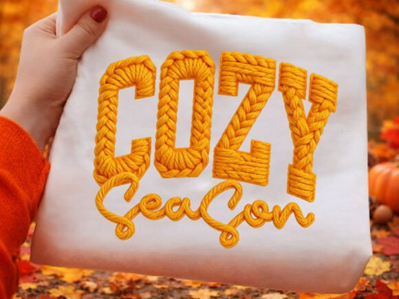 Yarn Crochet Cozy Season Embroidery PNG